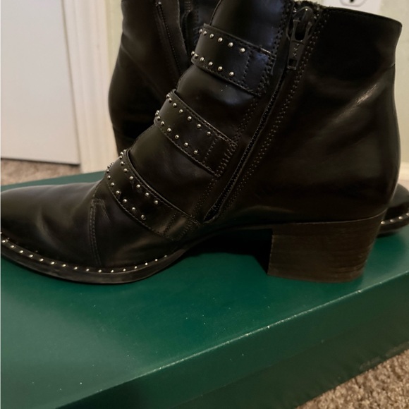 Paul Green Soho Black Studded Ankle Boots - Picture 3 of 6